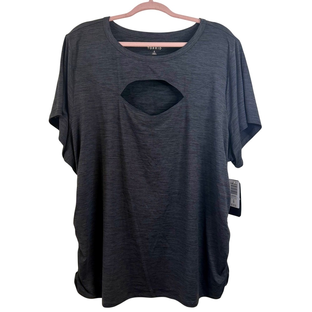 Torrid Sz 5 Super Soft Performance Jersey Cut Out Active Tee Phantom Spacedye